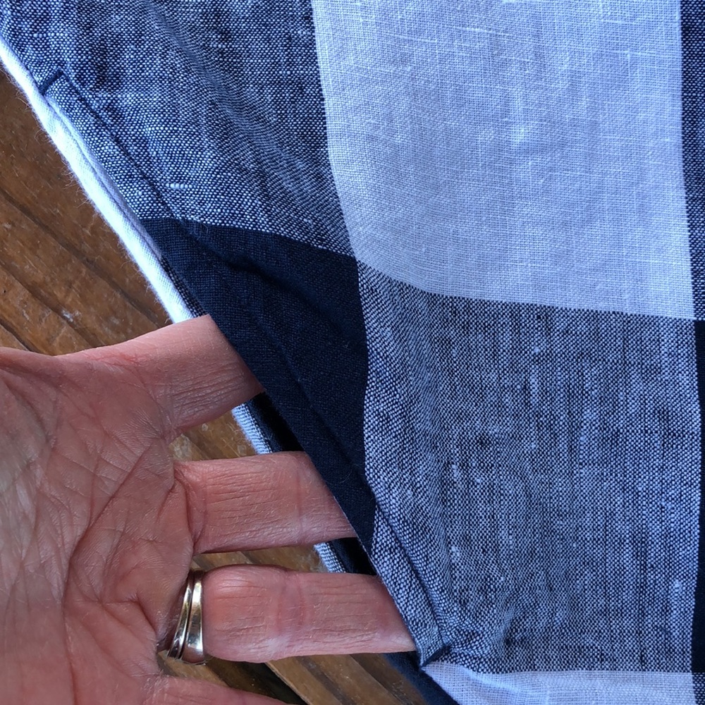 Crown & Ivy Navy and White Gigham Linen Blend Shift  W/ Pockets! -M - Picture 4 of 6